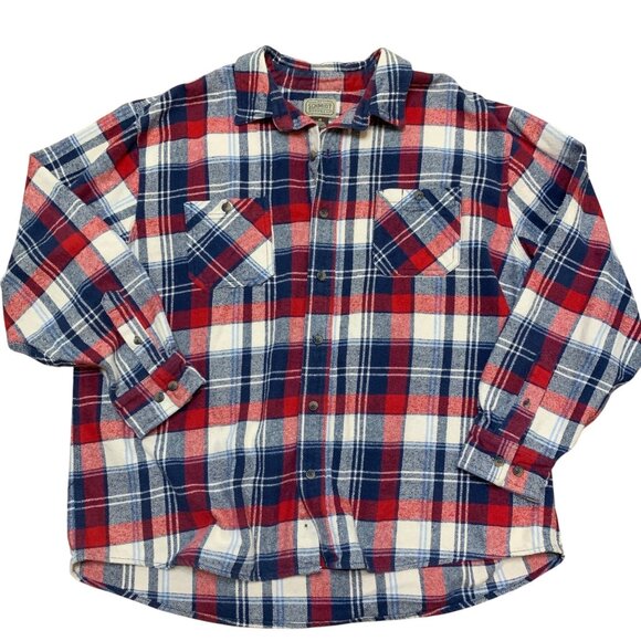 C.E. Schmidt Workwear Mens Red White & Blue Plaid Button-Up Flannel Shirt 2X - Picture 1 of 10